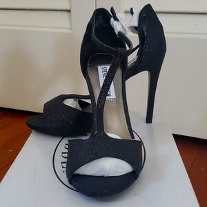 Steve Madden T-Strap Glitter Heels, 6